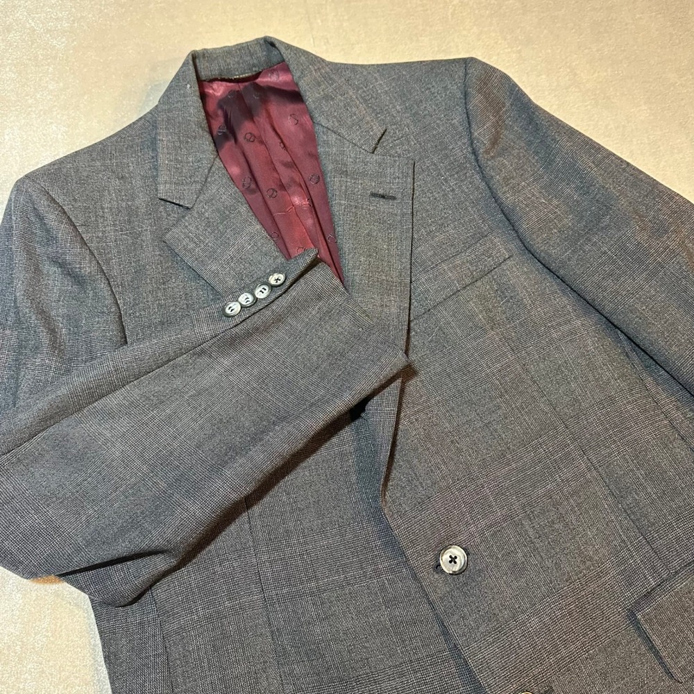 Vintage Hart Schaffner Marx Christian Dior Gray 100% Wool Sport Coat Blazer 42R